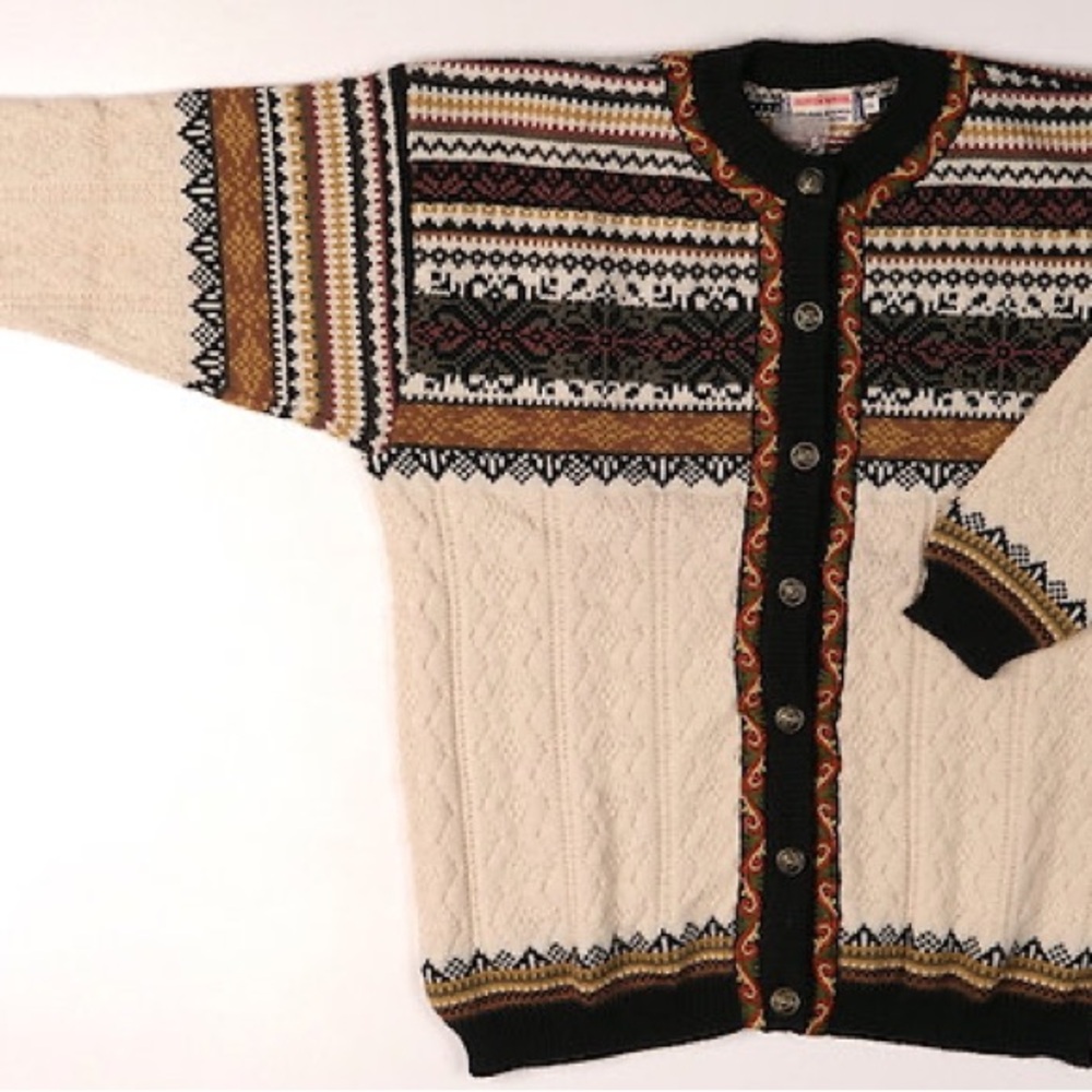 norkswear • icelandic wool cardigan fair isle knit eclectic grandpa sweater